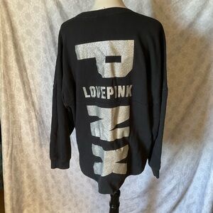 PINK Victoria's Secret Black Sweatshirt with Silver Glitter